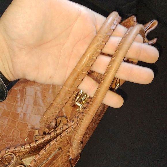 RARE Michael by Michael Kors brown crock embossed leather Hamilton satchel - Picture 15 of 15